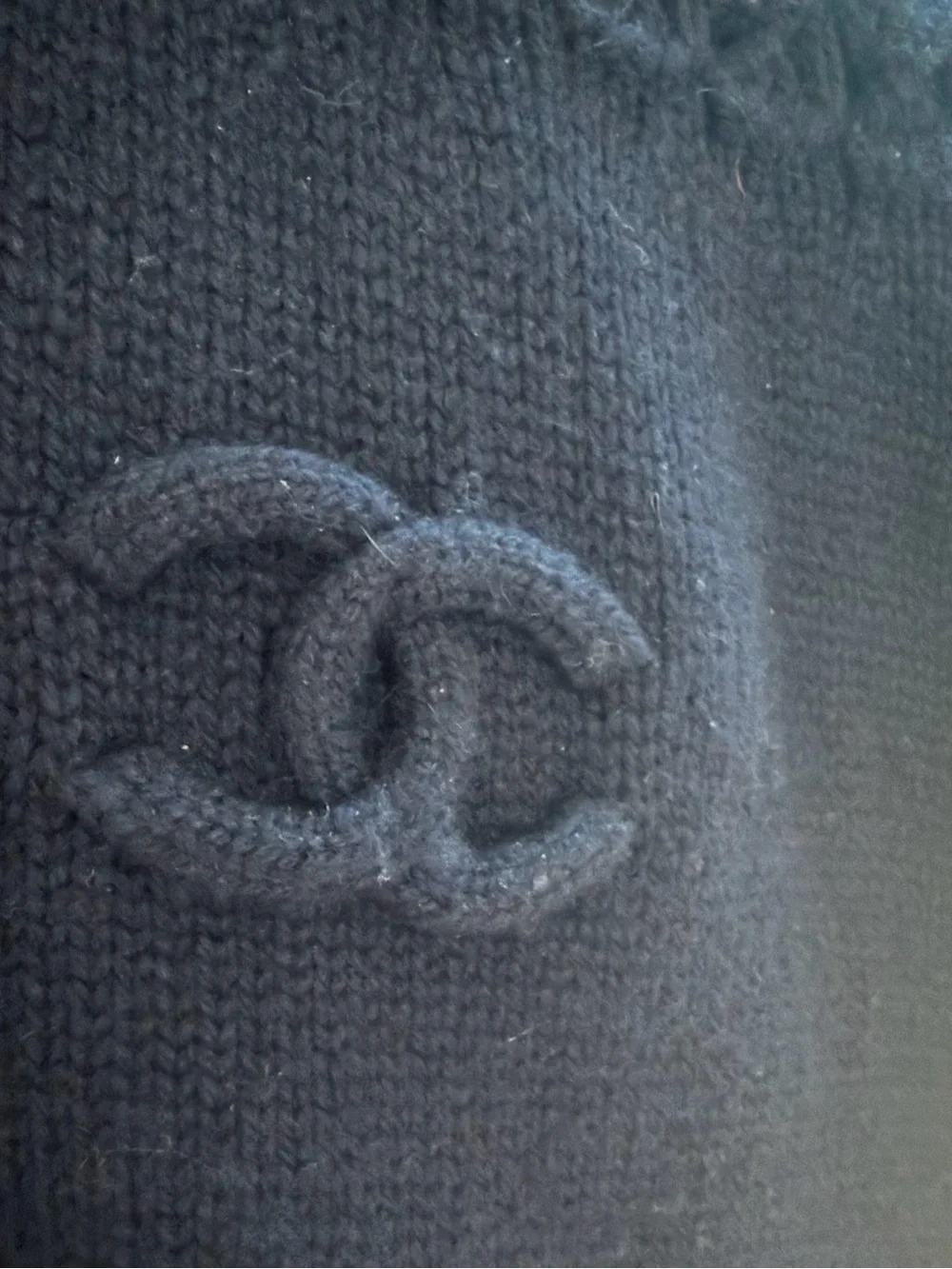 CHANEL Navy Short-Sleeve Knit Fit-and-Flare Dress